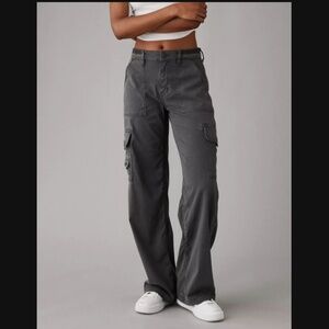 American Eagle Dreamy Drape High Waisted Grey Cargo Pants